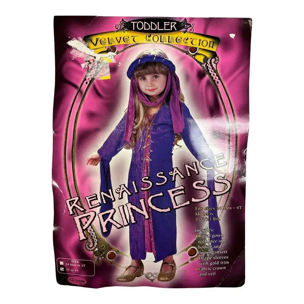Renaissance Princess Girl's Toddler 3T-4T Halloween Costume Dress-Up Medieval